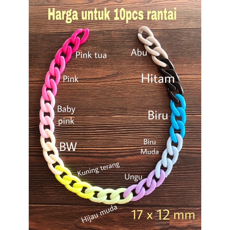 10gr. Manik rantai acrylic clear KECIL warna warni plastik