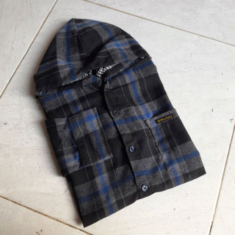 flannel Hoodie panjang distro