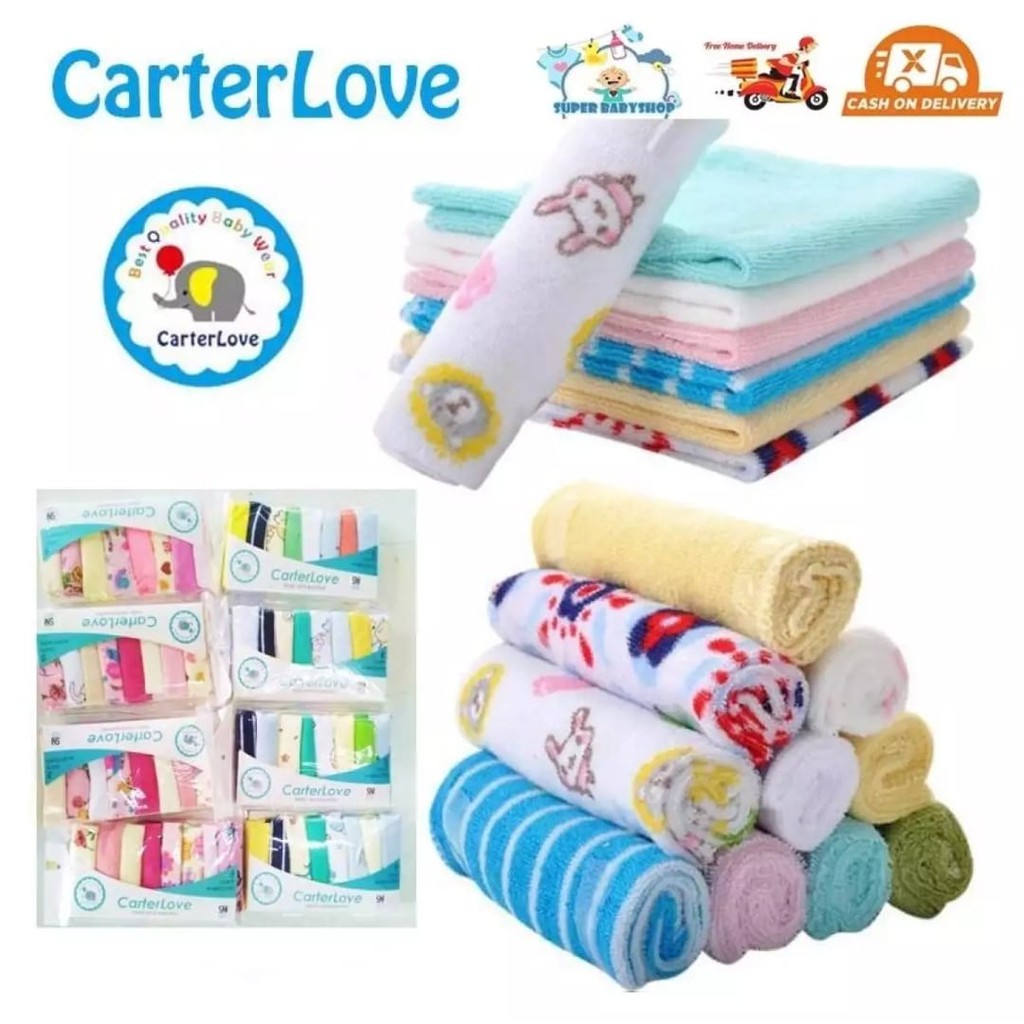 8 Pcs Waslap Bayi Sapu Tangan CARTER WL-03 Wash Lap Bayi Waslap Mandi Bayi Wash Lap Mandi Bayi