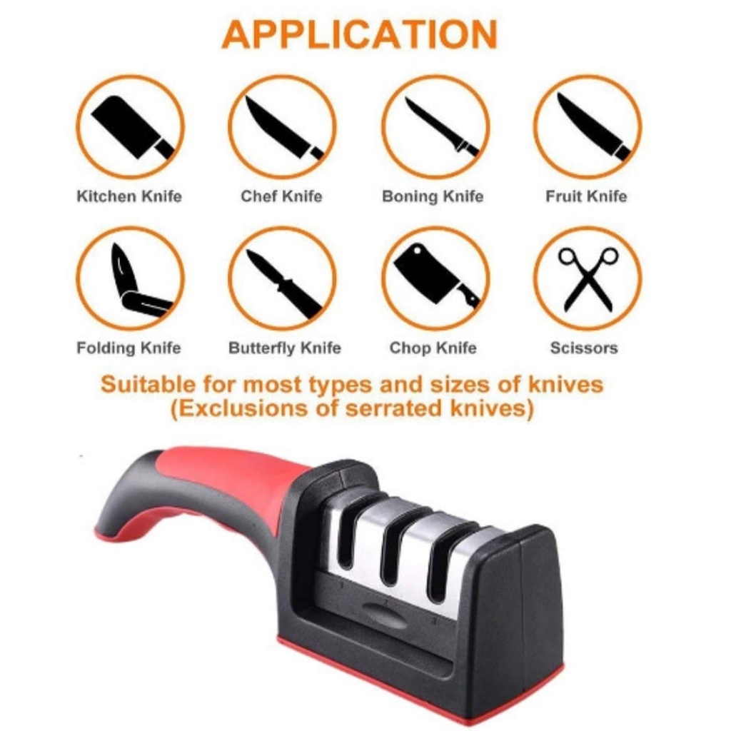 Pengasah Asahan Pisau Gunting 3 in 1 Knife Sharpener Stainless Steel Ada Boxnya