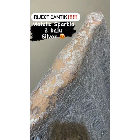 Kain rijek metalic sparkle ukuran 2 kebaya warna silver