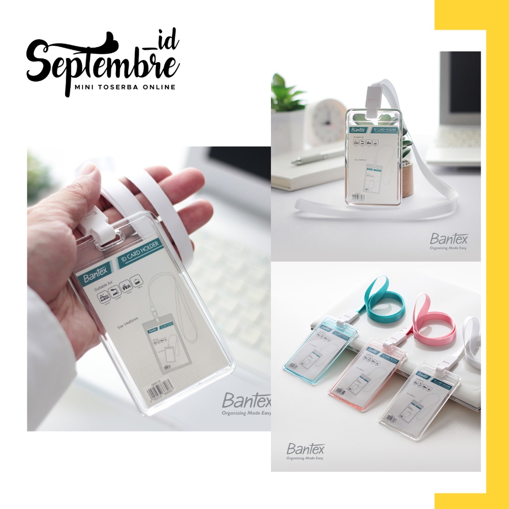

Lanyard Transparan Bantex Transparent ID Card Holder Lanyard Potrait Clear Name Tag Holder Tali Lanyard Bantex