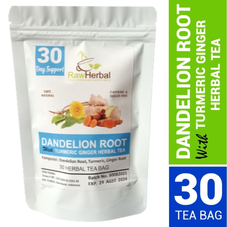 Dandelion Root Turmeric Ginger Herbal Tea For Liver Cleanse - 30 Tea Bag