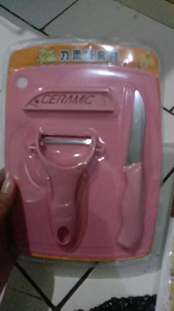 Pisau Dapur Set Lengkap Keramik 3 In 1 + Talenan