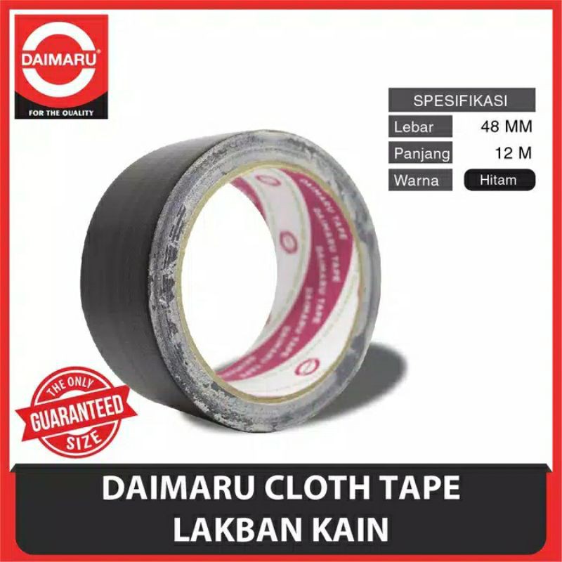 

DAIMARU cloth tape black 48mm x 90yard 12meter lakban kain hitam besar