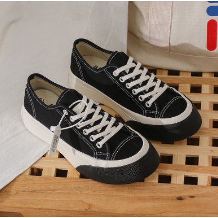 Sepatu Taeyong Hitam Sneakers Wanita Sport Shoes Import Korea