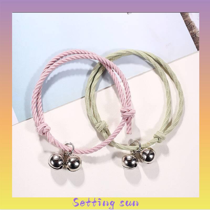 2 PC Korea Wanita Lonceng Adjustable Gelang Pasangan Pacar Hadiah Ulang Tahun TN