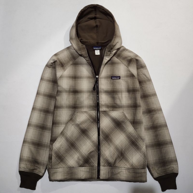 PATAGONIA PLAID TAN ZIPHOODIE JACKET ORIGINAL SECOND