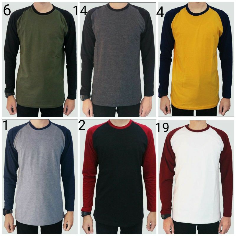 Jual Kaos Raglan Lengan Panjang Kaos Polos Kombinasi Warna Kaos Murah Grosir Shopee Indonesia 