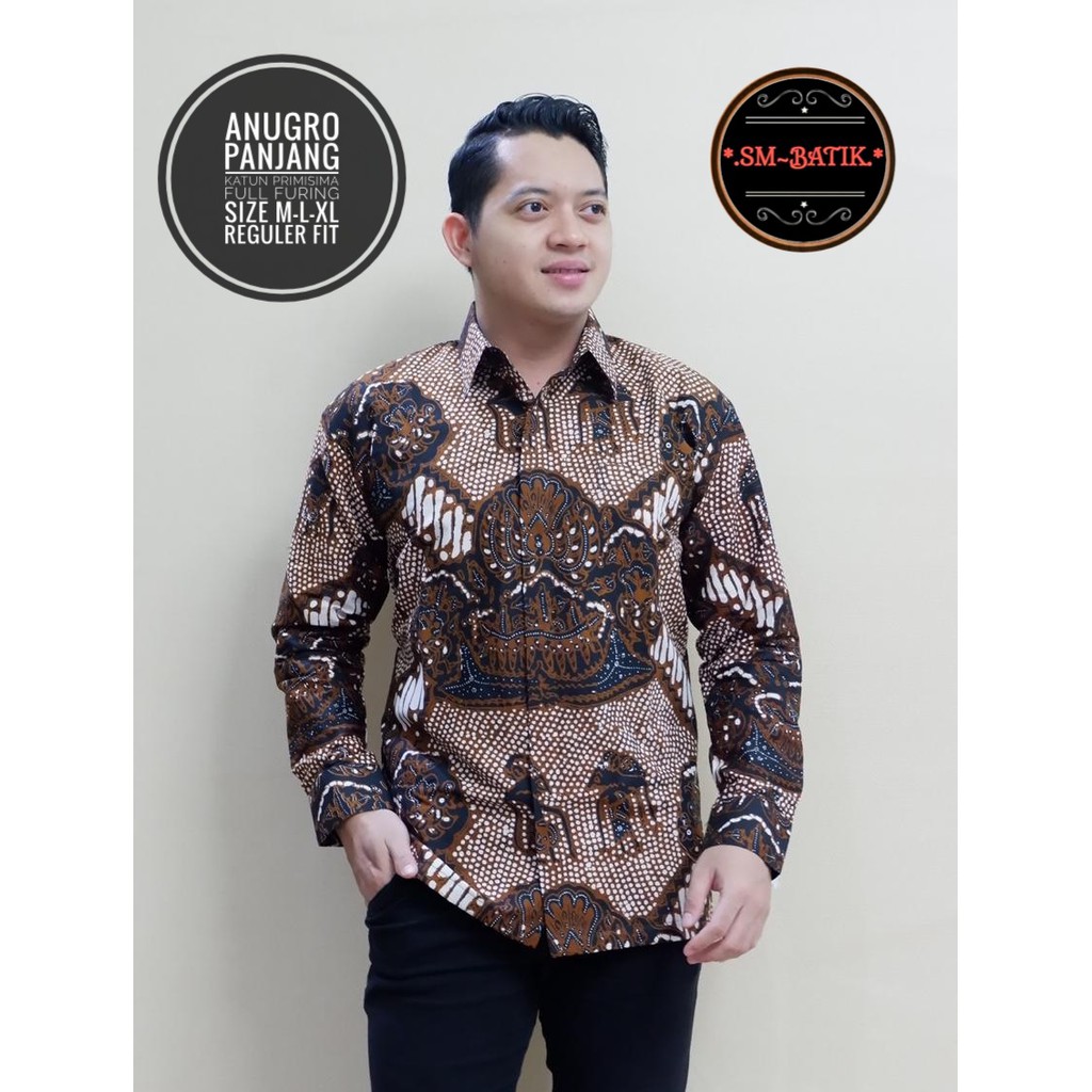 Anugro kemeja batik pria modern asli solo atasan batik by sm