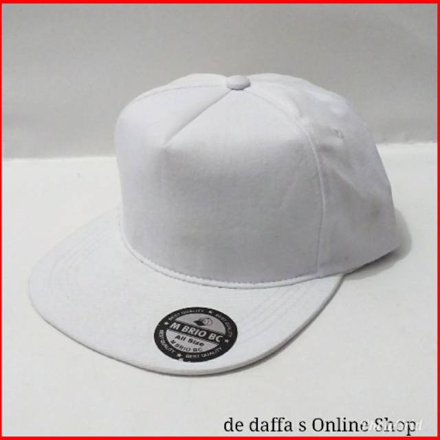 Topi Snapback Polos Dewasa  Full PUTIH Bahan Rapel Distro Berkualitas - PUTIH