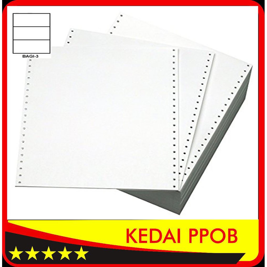 

Kertas Continuos Continuous Form Struk PPOB PLN A4 dibagi 3 polos 1 ply eceran Berkualitas