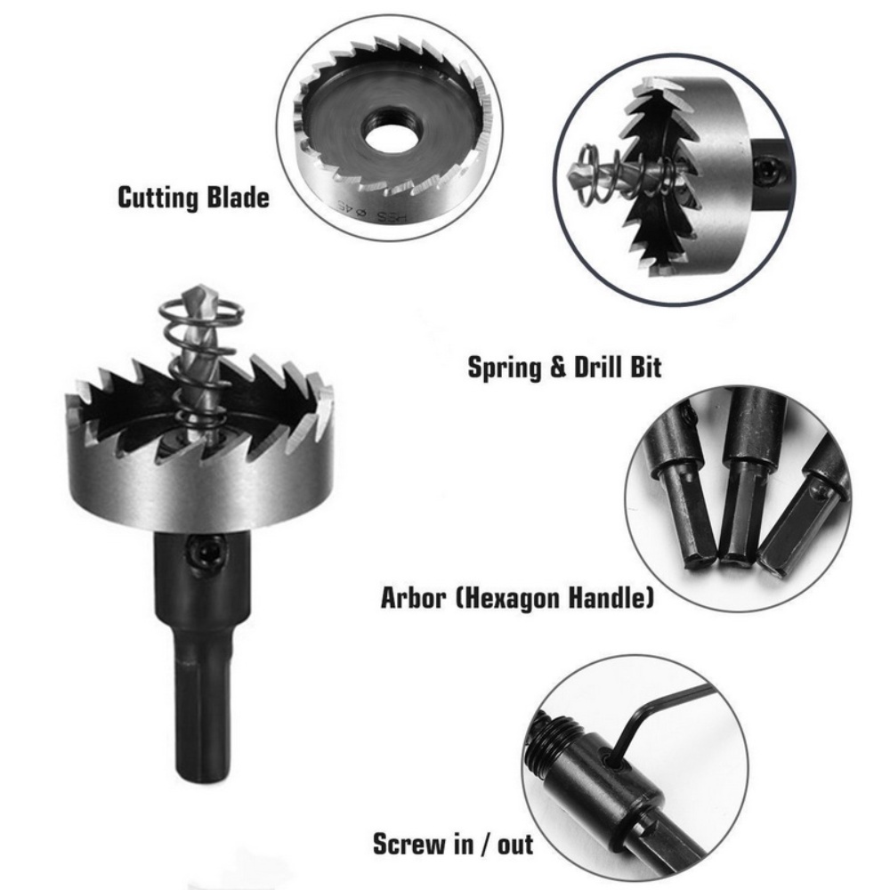 Mata Bor Besi Baja Asli 1 Set Bulat Hole Saw Carbide 5 Pcs 10 Pcs - Melubangi Plat Besi Tebal dengan Mudah