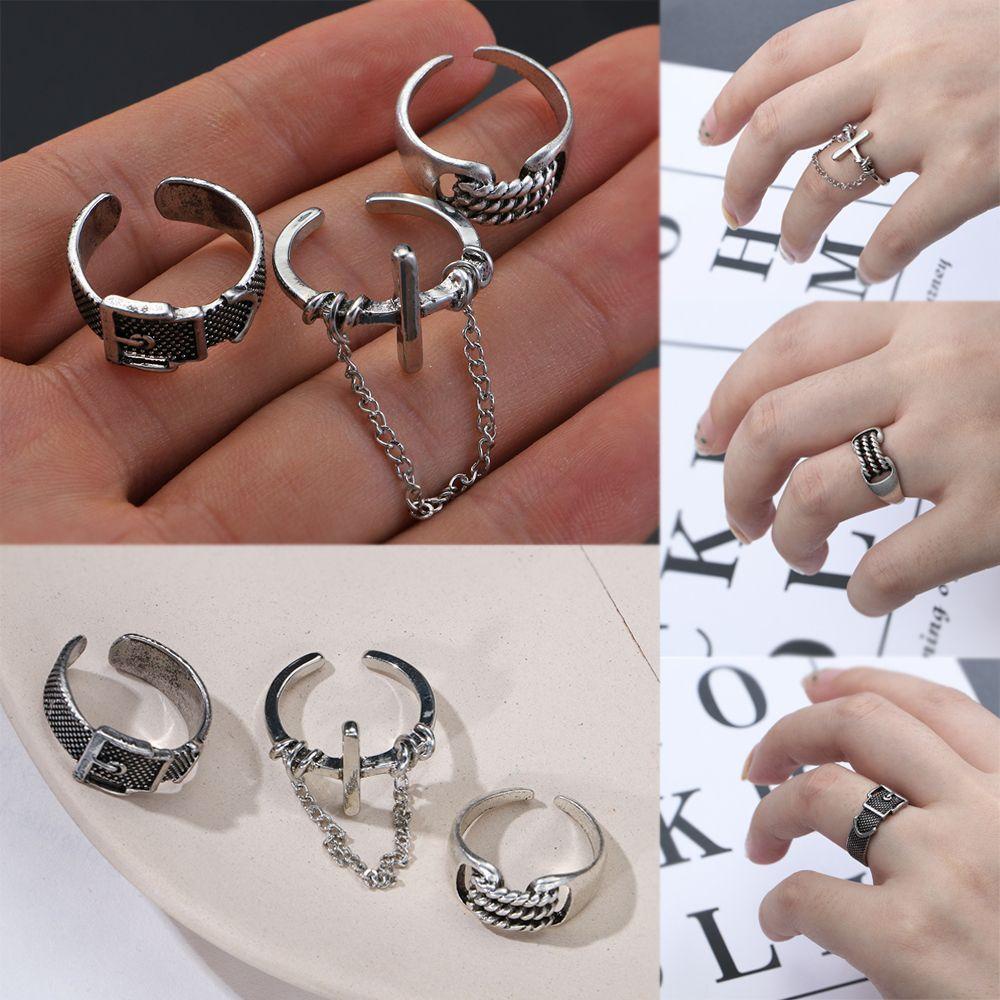 Preva Rantai Cincin Silang Pesta Logam Gothic Simple Adjustable