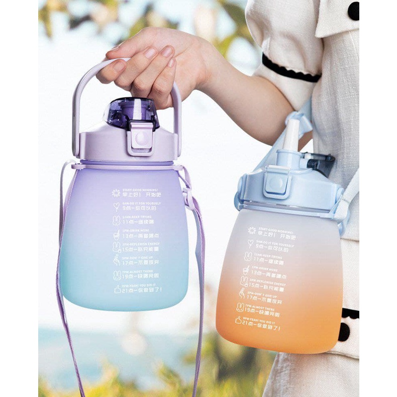 Botol Minum motivasi anak 1.2 Liter Free Stiker 2d & 3d Botol minum gemoy gradasi viral