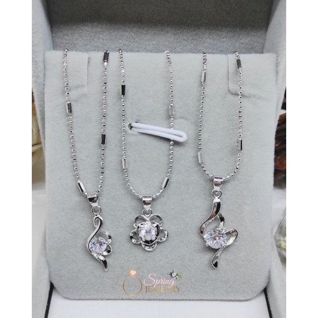 Kalung Perak Wanita Set Liontin Silver 925 Asli Lapis Emas Putih