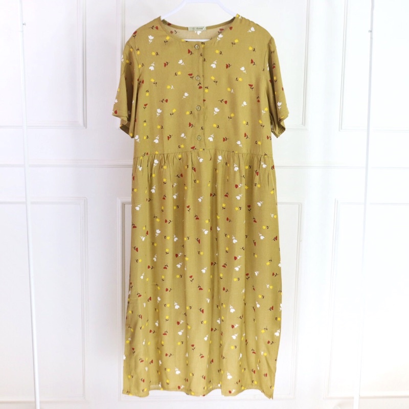 (KATLEEN) HOMEDRESS RAYON BUSUI FRIENDLY SLEEPWEAR COTTON RAYON-Curcuma tulipe