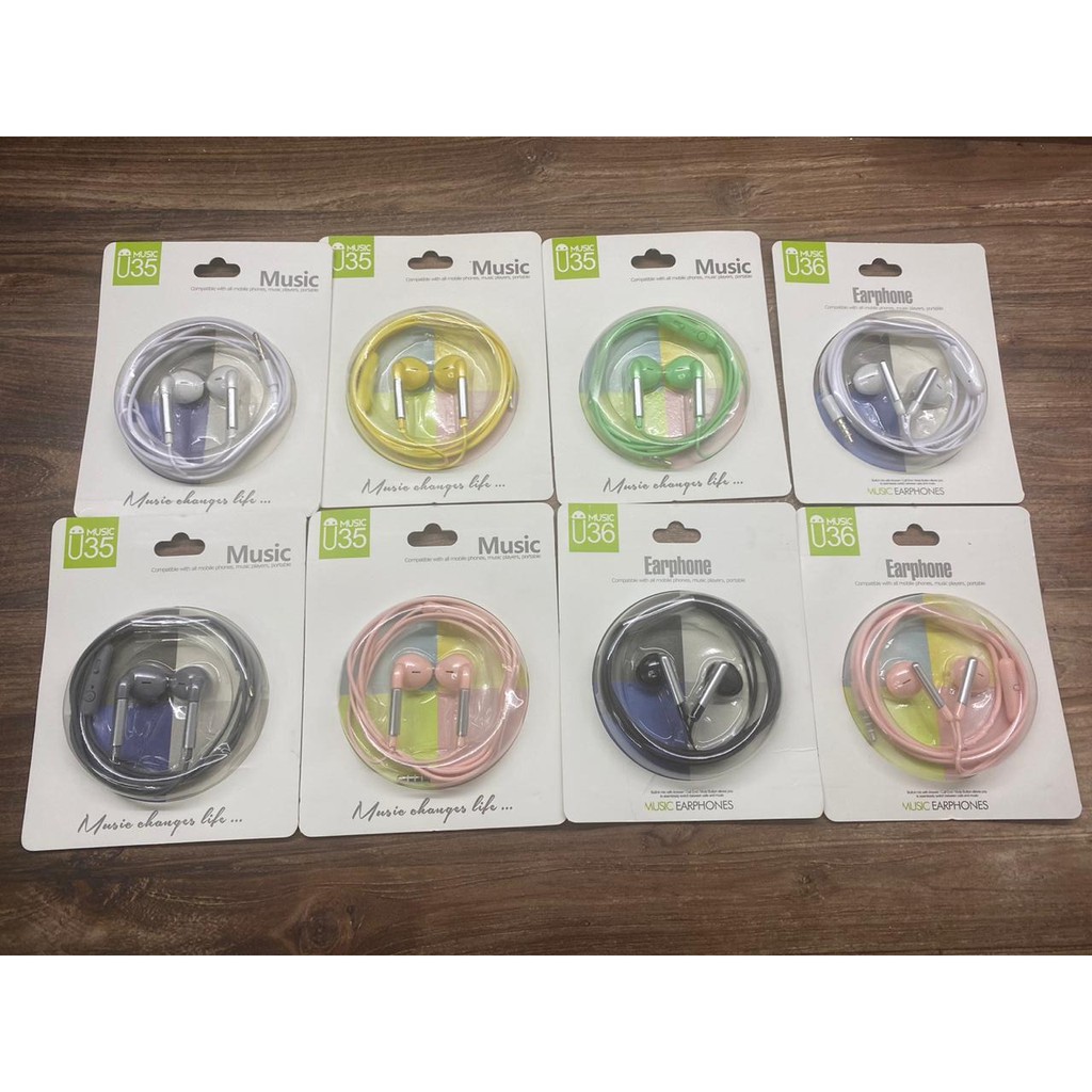 HEADSET / HANDSFREE U35 MACARON / MACARON MATE COLOR HIFI EXTRA BASS HEADSET KABEL [KK]