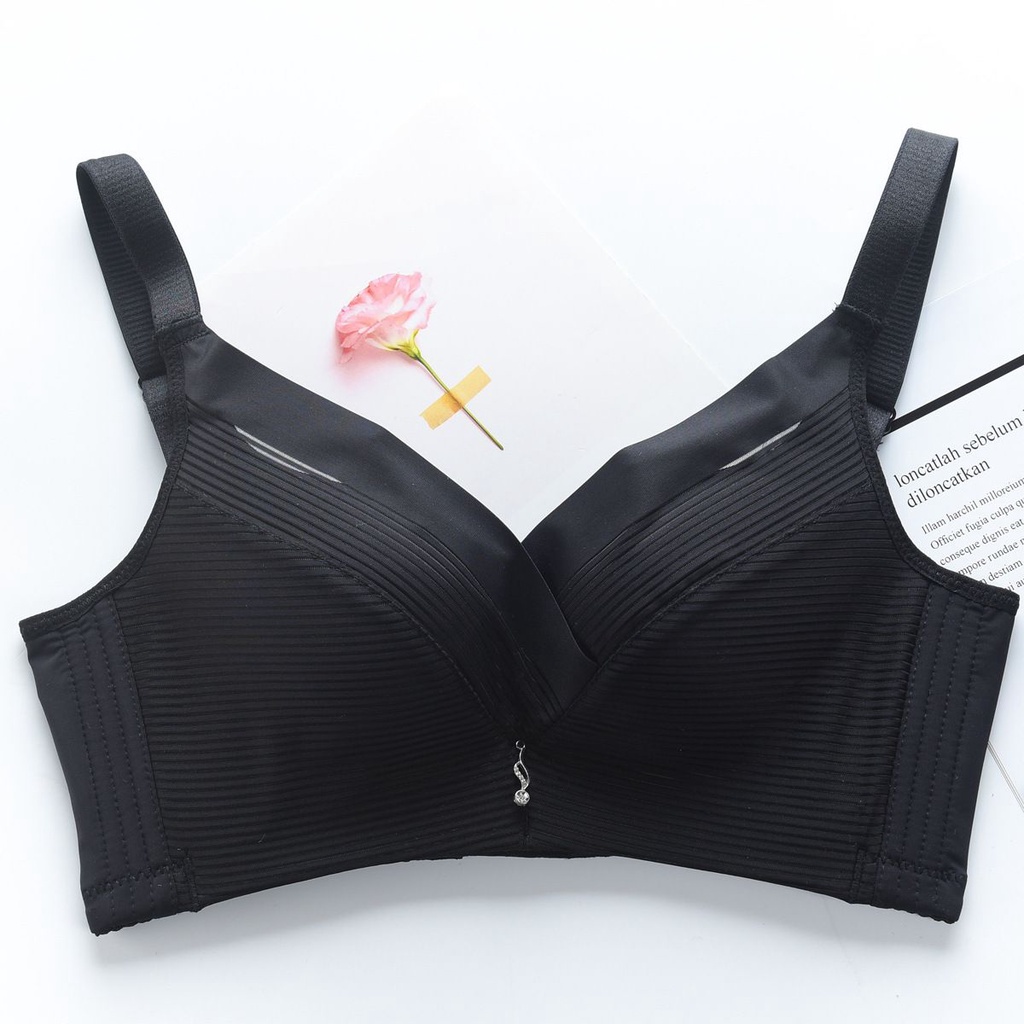 [ LINGERIE MASTER ] - (B-21) Bra Wanita Push-Up Isi Busa Tali Strap dan Bahan Lace Breathable Lingerie Hiasan Bordir-B-21 Hitam