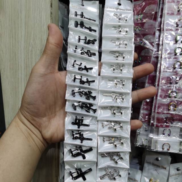 Anting roda isi 12 motif jurai salib