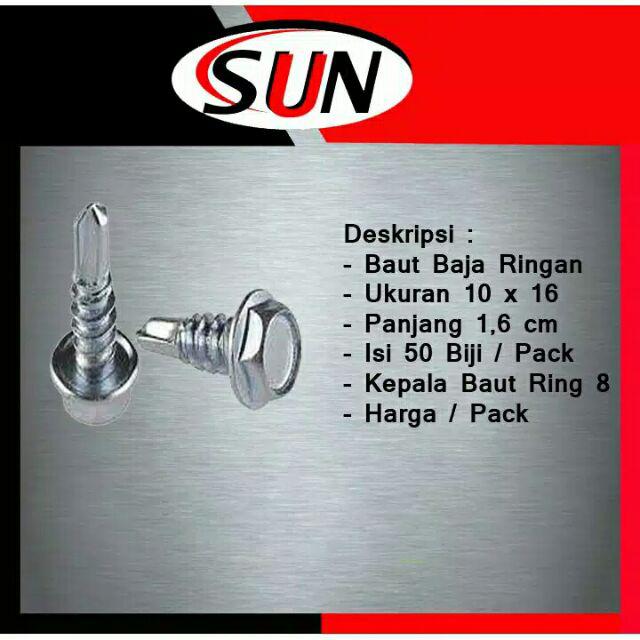 Baut Baja Ringan 10 X 16 Isi 50 Pcs | Baut Roofing 10 X 16 Isi 50 Pcs