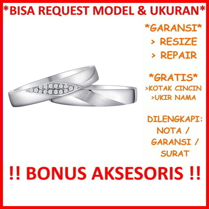 Gratis Ukir Nama Garansi Silver Asli Bisa Pesan Model Cincin Kawin Couple Perak Tunangan Nikah Id557