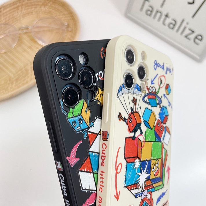 Monster in colored box pattern phone case for iPhone XR 7 8Plus 12 12promax 11 11promax X XS soft silicone mobile cover