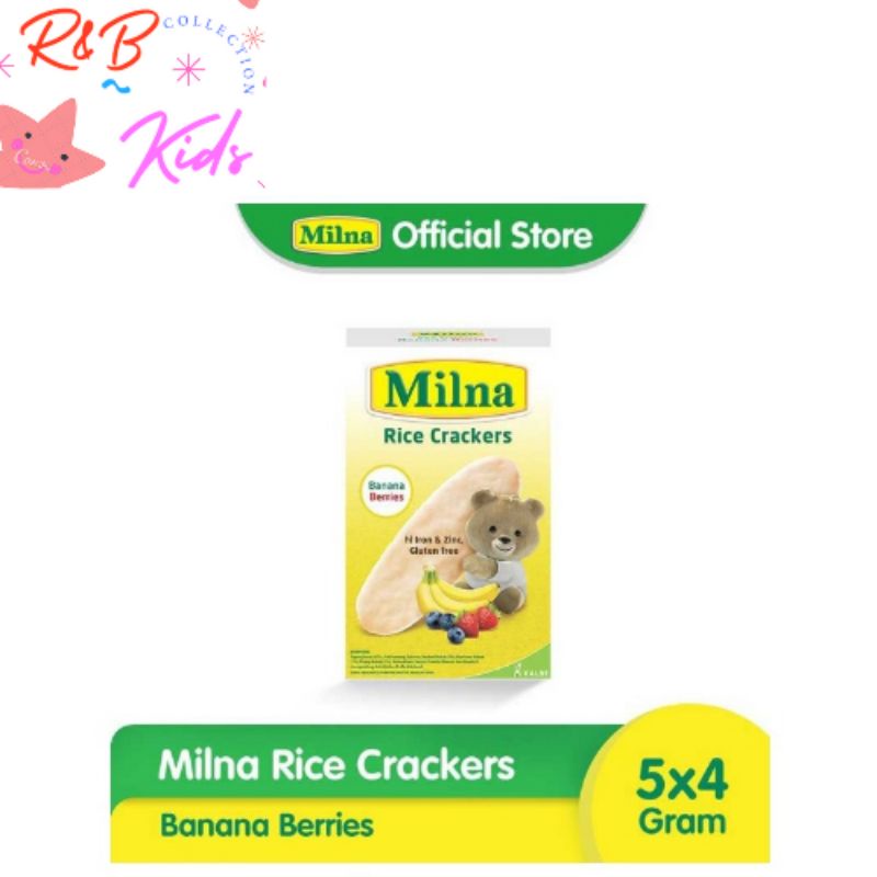 Milna Rice Crackers Biskuit Bayi Banana Berries 20g 6+ ( 6 bulan ke atas )