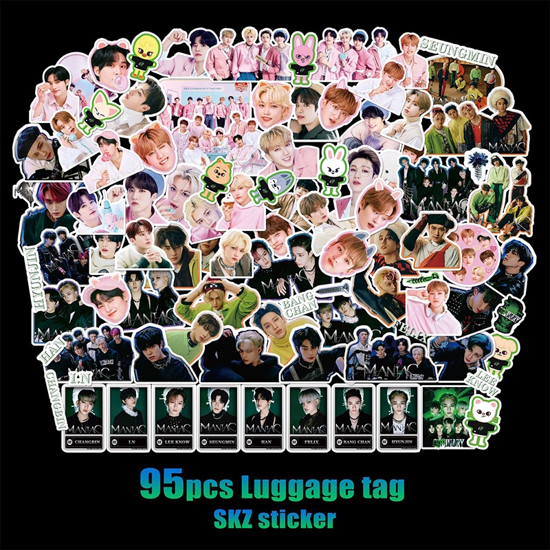 95 Pcs STRAY KIDS Album Foto Dekorasi Stiker Maniac World Tour Edition Bang Chan Lee Know Changbin Hyunjin Han Felix Seungmin I.N Laggage Diary Dompet Laptop Stiker DIY