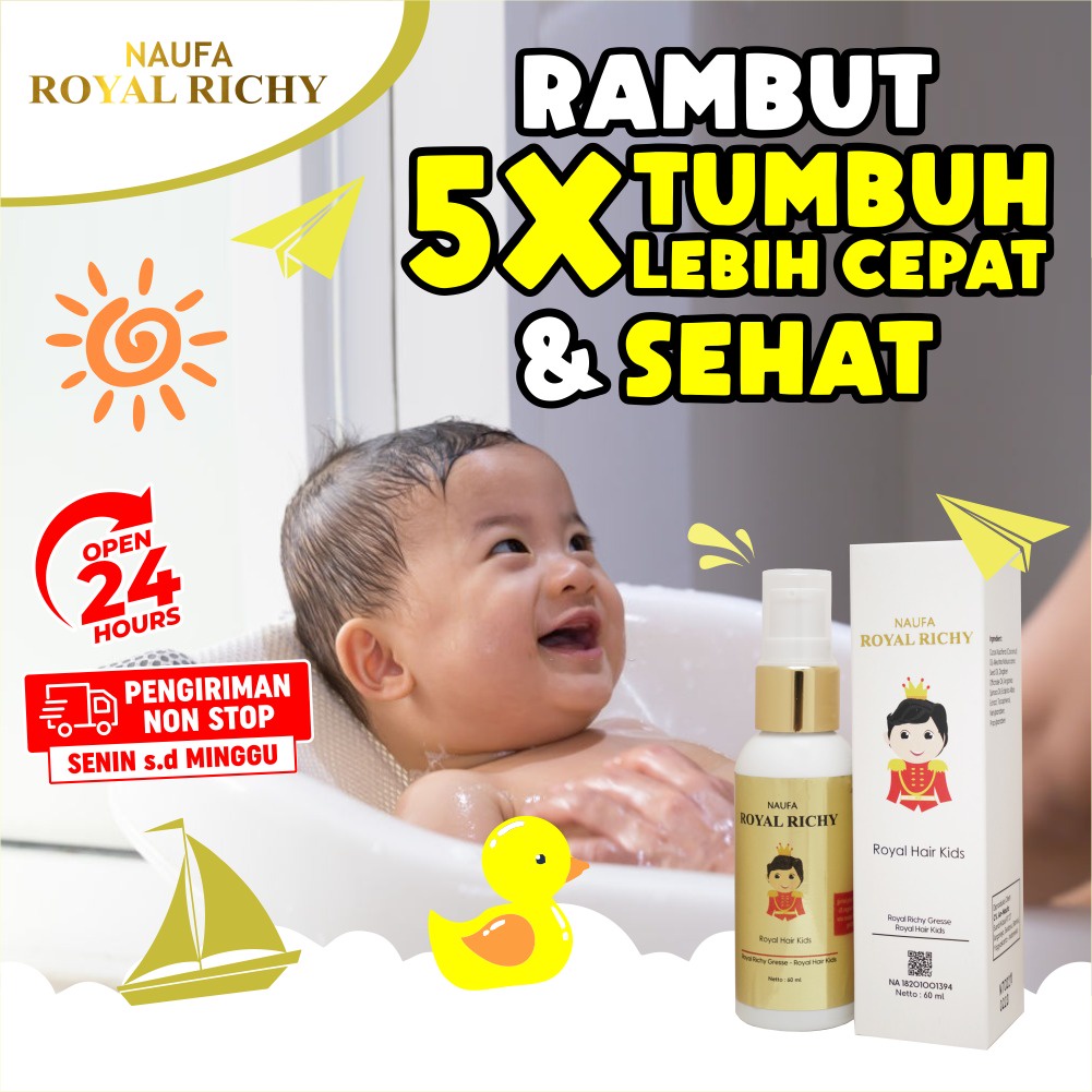 Naufa Royal Richy Paket Hemat 10 Botol - Serum Minyak Kemiri Rambut Bayi Lebat &amp; Sehat 100% Original Pelembab &amp; Percepat Penumbuhan Rambut Isi 60ml