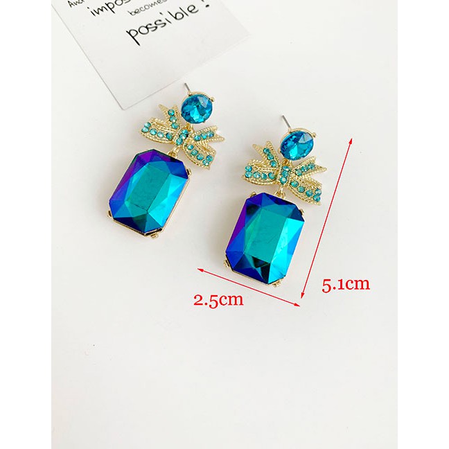 LRC Anting Tusuk Fashion Alloy Studded Bow Square Stud Earrings D16645