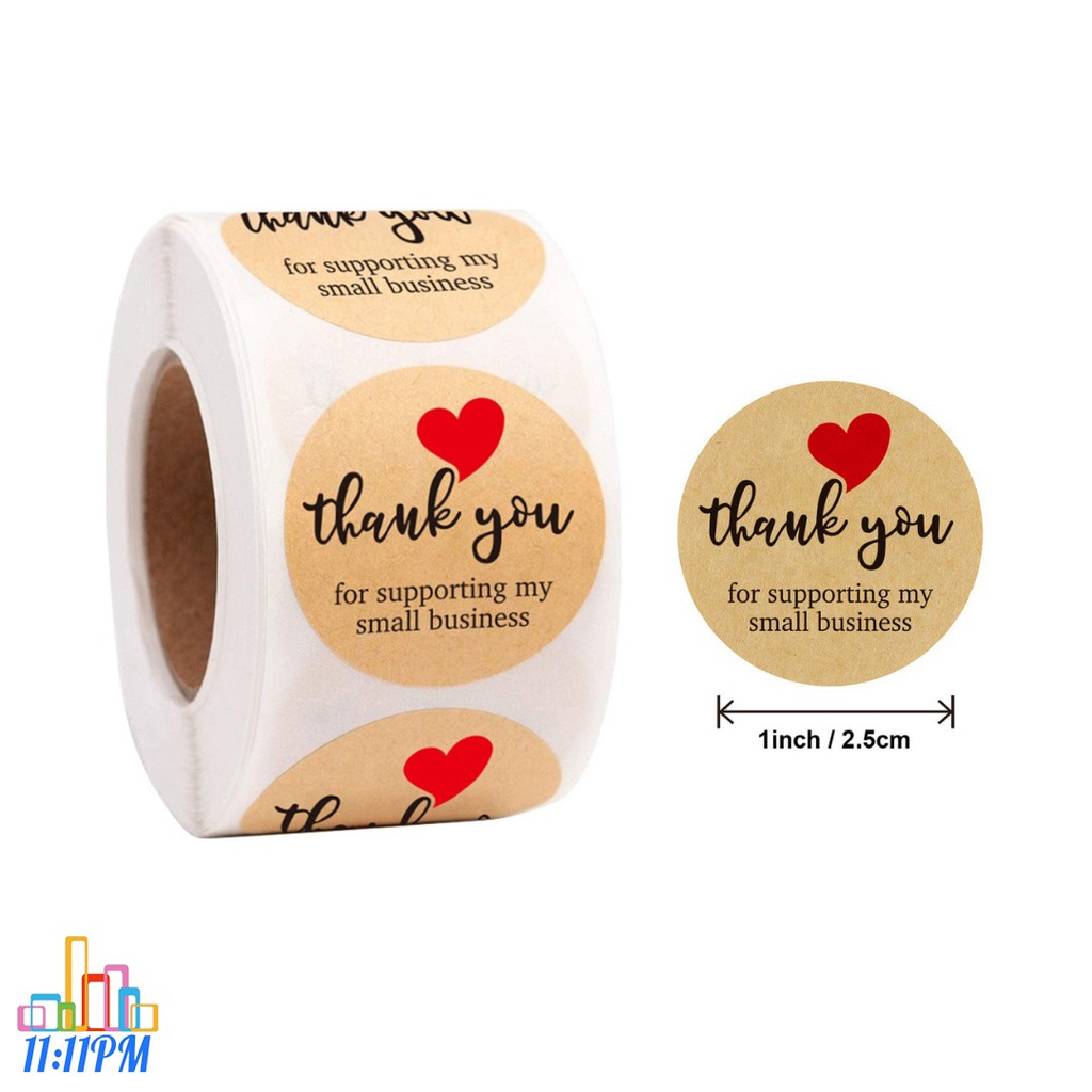 Stiker Terima Kasih / Sticker Thank you 500 Pcs / 1 Roll-Coklat