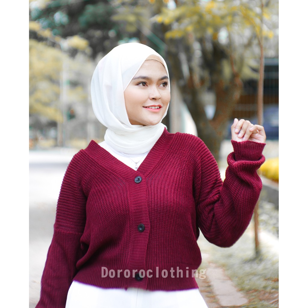 Cardigan Crop Kancing / Kardigan Rajut Oversize Kancing Rajut Premium