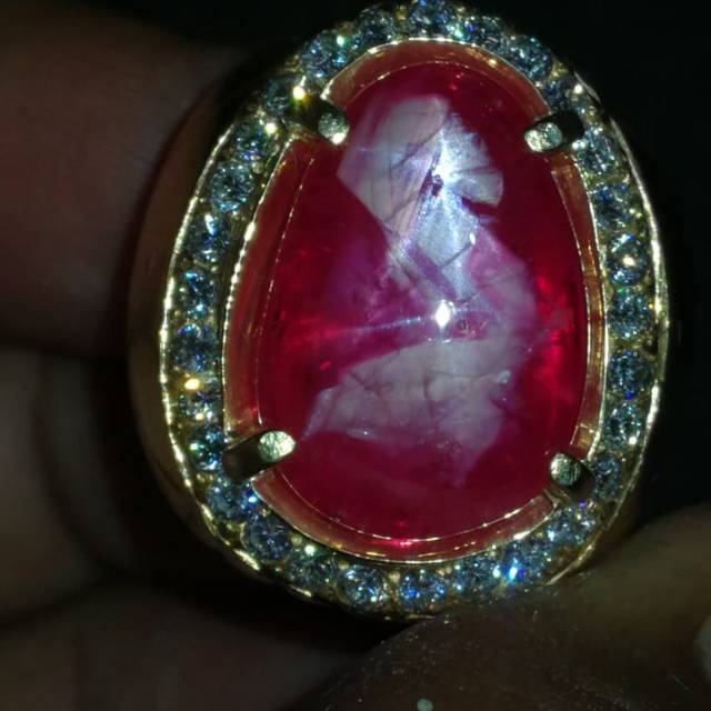 Ruby Birma Star 13ct Natural Motif Ular Naga Mirah Windusara