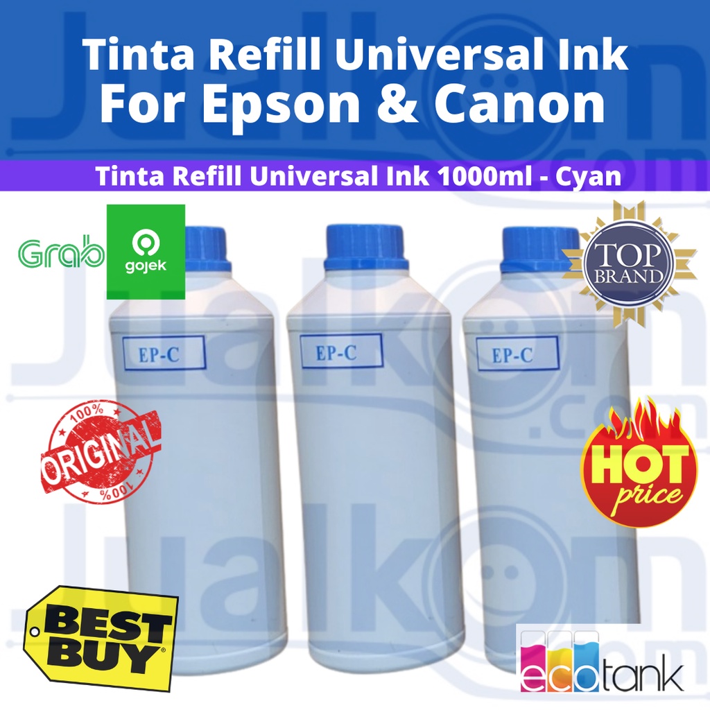 Bulk Ink Tinta Refill 1 Liter  (Untuk Canon &amp; Epson) - Cyan