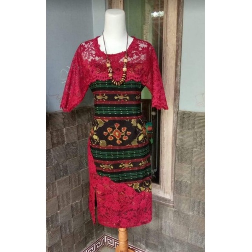 DRESS BROKAT TENUN FASHION TROSO JEPARA, DRESS CASUAL BROKAT TENUN ETNIK JEPARA, DRESS TENUN KOMBINA