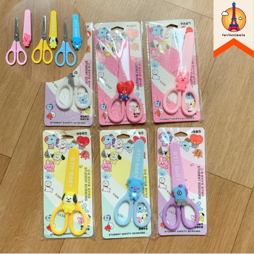 Gunting Lucu Motif BT21 Gunting Mini Pemotong Kertas Scissor with Character Pattern BT21 Karakter Fa