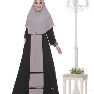 PREMIUM GAMIS SET HIJAB NIBRAS SYAR'I NS 58 HITAM BAHAN MOSSCREPE POLOS BUSUI