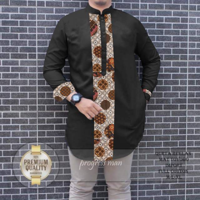 TOTOTAshop.Baju koko AMANA pria,Lengan panjang,bahan cotton premium kombinasi batik.