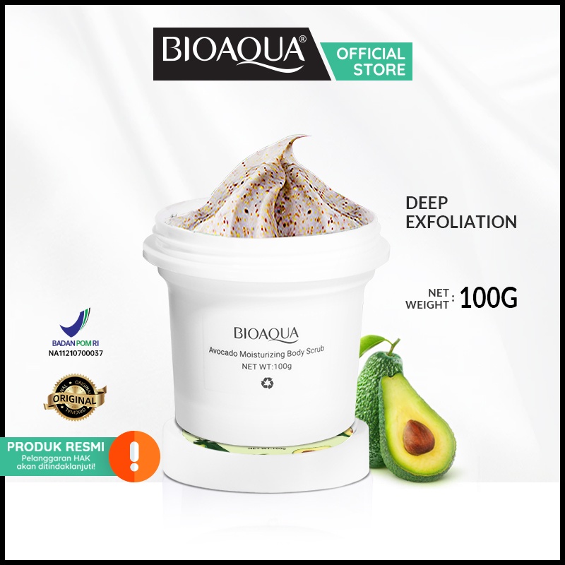 BIOAQUA Avocado Moisturizing Body Scrub badan 100g 【BPOM】