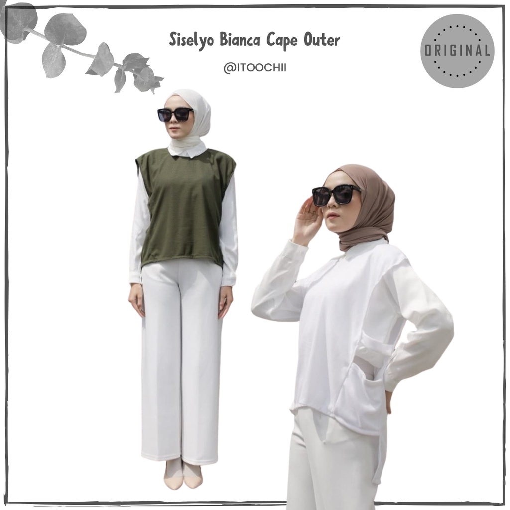 Siselyo Bianca Cape Outer Baju Wanita Rompi Wanita Atasan Wanita Baju Luaran Outer Crop
