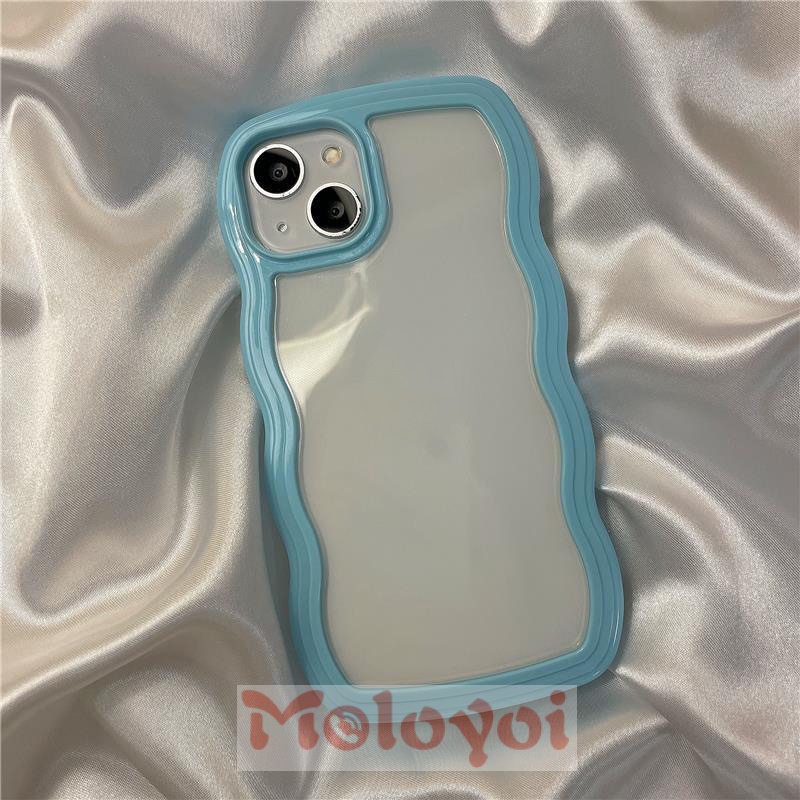 Soft Case TPU 2 In 1 Frame Gelombang Warna-Warni Untuk IPhone 7 8 11 12 13 Pro Max 7 Plus 8 Plus XR X XS Max SE 2020