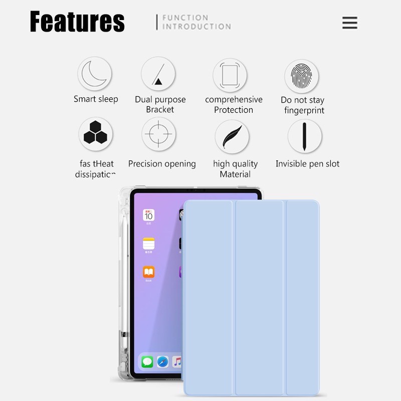 Smart Case Apple Ipad 7 8 9 Ipad Mini 4 5 Ipad Air 4 5 Case Stand Flip Bahan Kulit Silicone Magnetik dengan Pen Slot