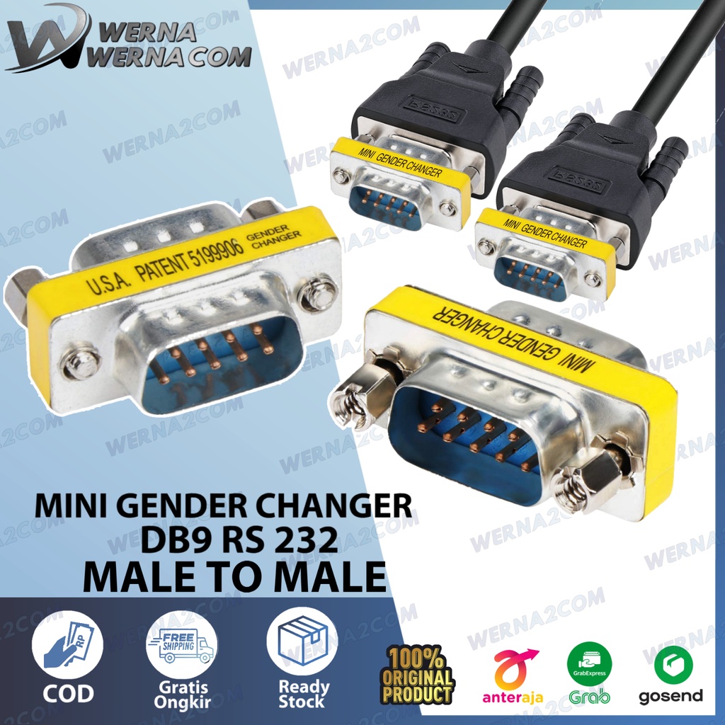 Jual Konektor DB9 / RS 232 mini gender changer male to male 9 pin ...