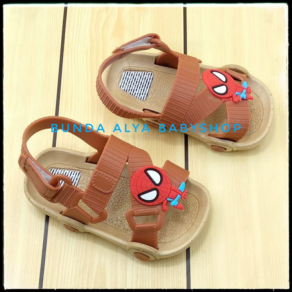 Sendal Anak Laki IMPORT Usia 1 2 3 Tahun Karet AntiSlip - Sepatu Sandal Anak Cowok Lentur COKLAT Kartun Alas Karet Anti Licin