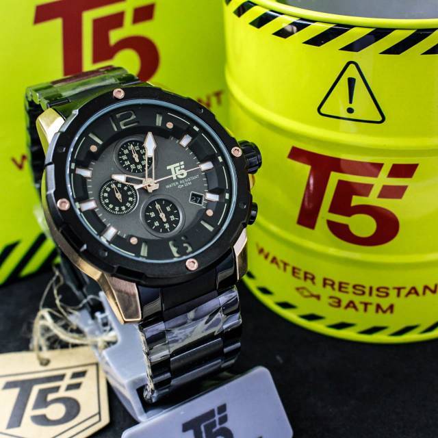 Jam T5 H 3589 original stainless chronograph free box bergaransi