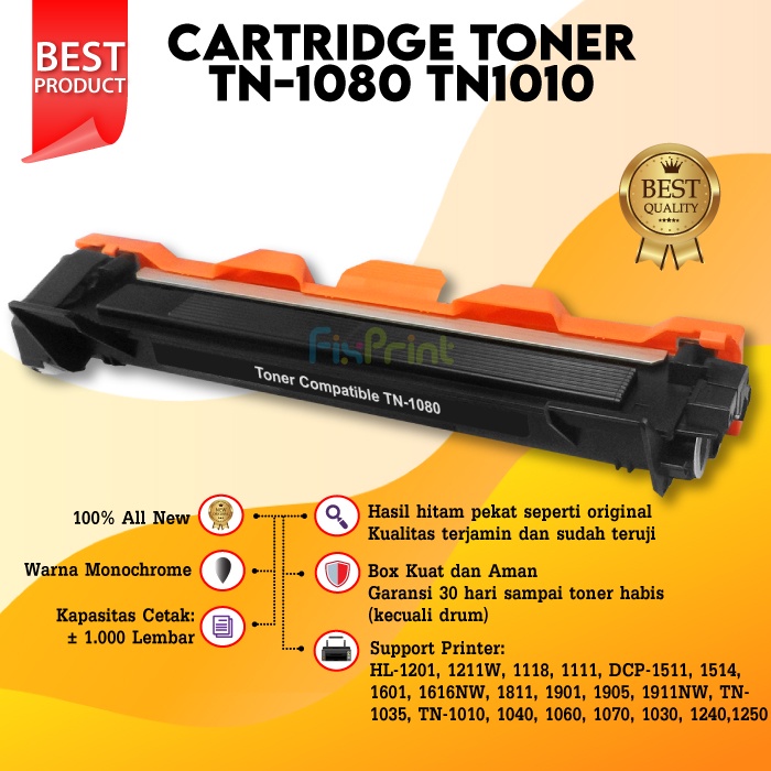 Cartridge Toner Compatible TN1080 TN1020 Printer Brother HL-1201 1211W DCP-1601 1616NW MFC1901 1905