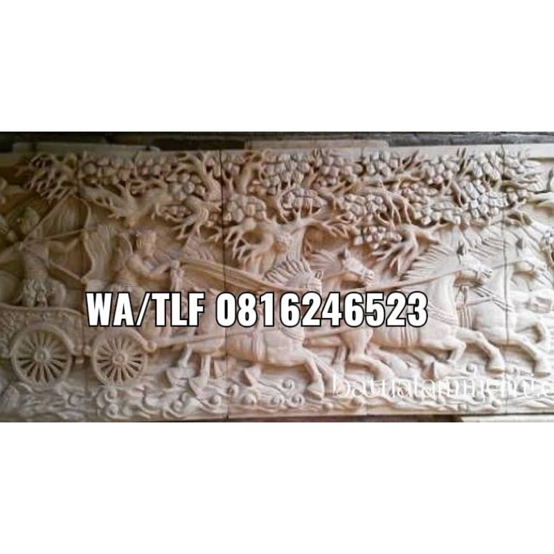 batu alam ukir relief paras Jogja dekorasi batu alam ornamen batu putih