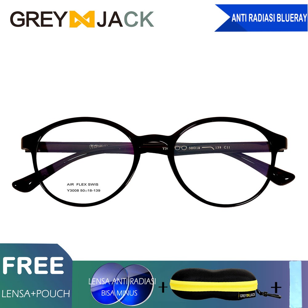 

Grey Jack Frame Kacamata anti radiasi Blue Ray/ Pria Wanita Y3008