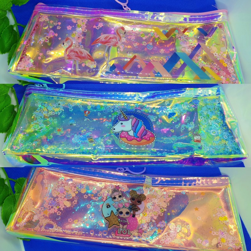 

NN10 Tempat Pensil Hologram Transparan Water Glitter